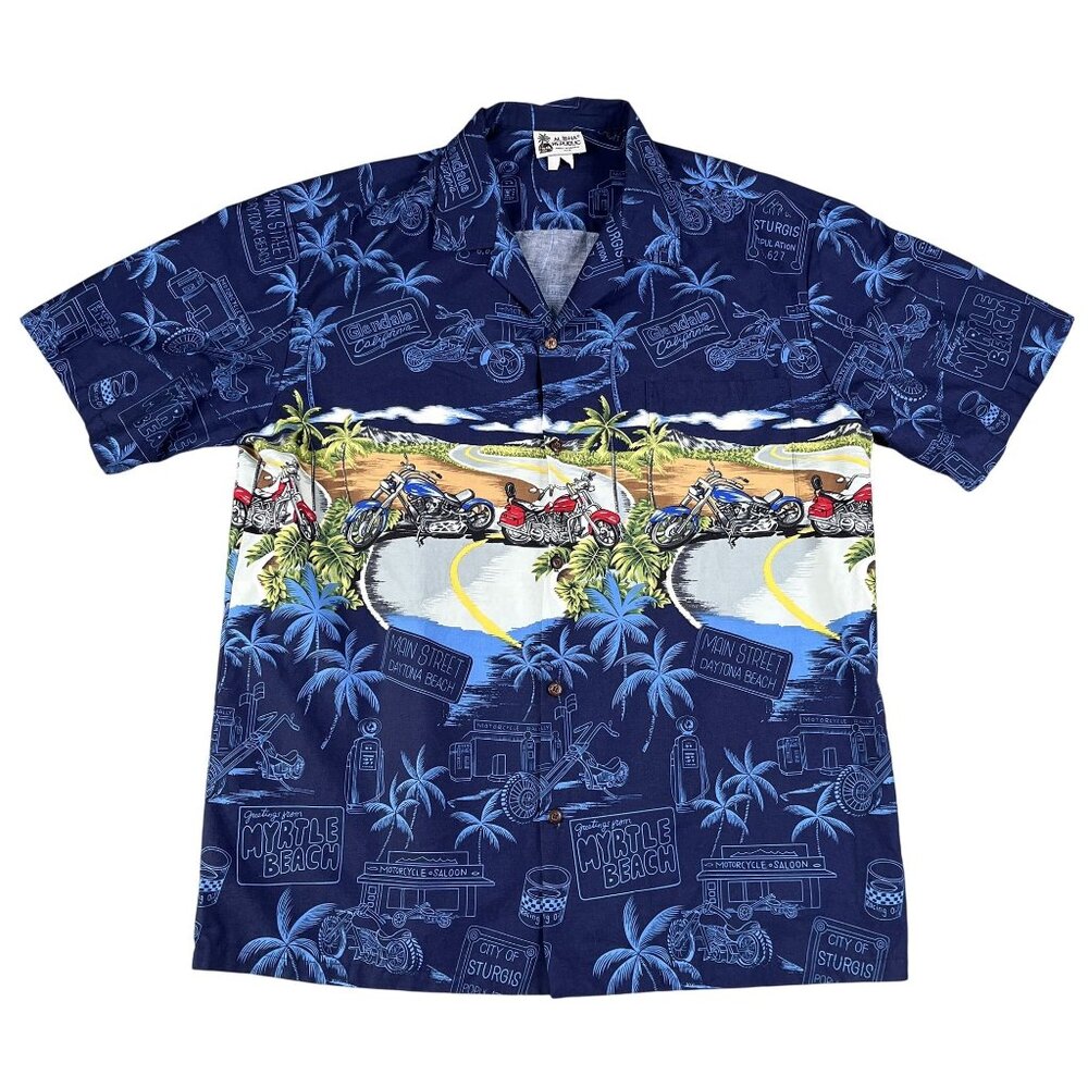 VTG Aloha Republic Biker Hawaiian‎ Shirt Sz XL Made in USA